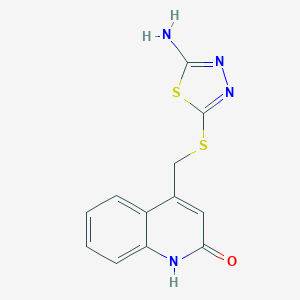 molecular formula C12H10N4OS2 B269614 4-{[(5-amino-1,3,4-thiadiazol-2-yl)sulfanyl]methyl}-2(1H)-quinolinone 