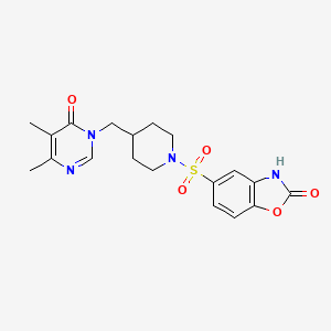 molecular formula C19H22N4O5S B2696144 5-({4-[(4,5-二甲基-6-氧代-1,6-二氢嘧啶-1-基)甲基]哌啶-1-基}磺酰)-2,3-二氢-1,3-苯并噁唑-2-酮 CAS No. 2198228-58-7