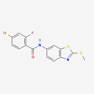 molecular formula C15H10BrFN2OS2 B2696146 4-溴-2-氟-N-(2-(甲硫基)苯并[d]噻唑-6-基)苯甲酰胺 CAS No. 306736-05-0