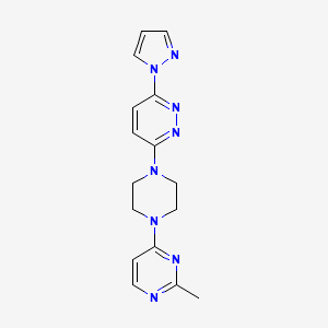 molecular formula C16H18N8 B2696150 3-[4-(2-methylpyrimidin-4-yl)piperazin-1-yl]-6-(1H-pyrazol-1-yl)pyridazine CAS No. 2415622-71-6
