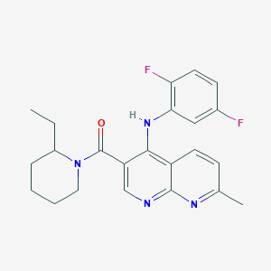 molecular formula C23H24F2N4O B2696167 (4-((2,5-Difluorophenyl)amino)-7-methyl-1,8-naphthyridin-3-yl)(2-ethylpiperidin-1-yl)methanone CAS No. 1251627-96-9