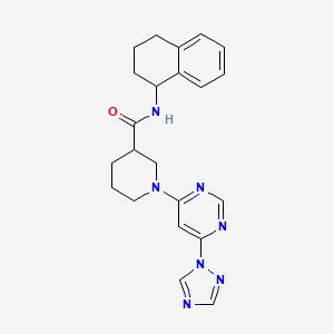 molecular formula C22H25N7O B2696168 1-(6-(1H-1,2,4-triazol-1-yl)pyrimidin-4-yl)-N-(1,2,3,4-tetrahydronaphthalen-1-yl)piperidine-3-carboxamide CAS No. 1797357-21-1