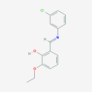 molecular formula C15H14ClNO2 B2696185 2-{(E)-[(3-chlorophenyl)imino]methyl}-6-ethoxyphenol CAS No. 386759-67-7
