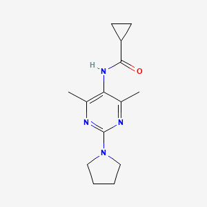 molecular formula C14H20N4O B2696187 N-(4,6-dimethyl-2-(pyrrolidin-1-yl)pyrimidin-5-yl)cyclopropanecarboxamide CAS No. 1448122-25-5