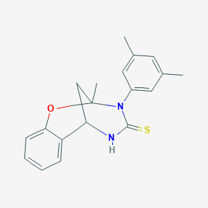 molecular formula C19H20N2OS B2696194 3-(3,5-dimethylphenyl)-2-methyl-5,6-dihydro-2H-2,6-methanobenzo[g][1,3,5]oxadiazocine-4(3H)-thione CAS No. 1019148-86-7