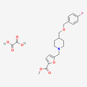 molecular formula C22H26FNO8 B2696206 Methyl 5-((4-(((4-fluorobenzyl)oxy)methyl)piperidin-1-yl)methyl)furan-2-carboxylate oxalate CAS No. 1396685-05-4