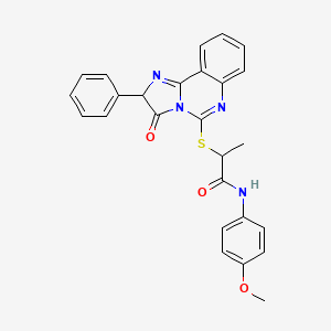 molecular formula C26H22N4O3S B2696207 N-(4-methoxyphenyl)-2-((3-oxo-2-phenyl-2,3-dihydroimidazo[1,2-c]quinazolin-5-yl)thio)propanamide CAS No. 1184992-66-2