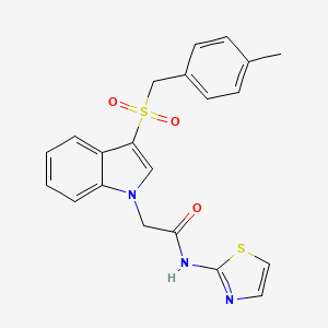 molecular formula C21H19N3O3S2 B2696219 2-(3-((4-methylbenzyl)sulfonyl)-1H-indol-1-yl)-N-(thiazol-2-yl)acetamide CAS No. 898431-21-5