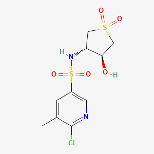 molecular formula C10H13ClN2O5S2 B2696221 6-Chloro-N-[(3S,4S)-4-hydroxy-1,1-dioxothiolan-3-yl]-5-methylpyridine-3-sulfonamide CAS No. 2192640-42-7