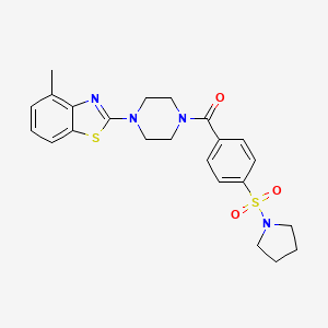 molecular formula C23H26N4O3S2 B2696226 (4-(4-Methylbenzo[d]thiazol-2-yl)piperazin-1-yl)(4-(pyrrolidin-1-ylsulfonyl)phenyl)methanone CAS No. 897475-03-5