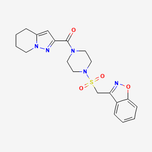 molecular formula C20H23N5O4S B2696229 (4-((苯并[1,2-d]异噁唑-3-基甲基)磺酰哌嗪-1-基)(4,5,6,7-四氢吡唑并[1,5-a]吡啶-2-基)甲酮 CAS No. 1904087-14-4