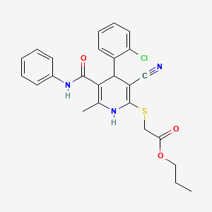 molecular formula C25H24ClN3O3S B2696231 Propyl {[4-(2-chlorophenyl)-3-cyano-6-methyl-5-(phenylcarbamoyl)-1,4-dihydropyridin-2-yl]sulfanyl}acetate CAS No. 476305-70-1