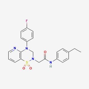 molecular formula C22H21FN4O3S B2696235 N-(4-ethylphenyl)-2-(4-(4-fluorophenyl)-1,1-dioxido-3,4-dihydro-2H-pyrido[2,3-e][1,2,4]thiadiazin-2-yl)acetamide CAS No. 1251707-83-1