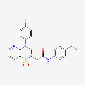 molecular formula C22H21FN4O3S B2696235 N-(4-乙基苯基)-2-(4-(4-氟苯基)-1,1-二氧代-3,4-二氢-2H-吡啶并[2,3-e][1,2,4]噻二嗪-2-基)乙酰胺 CAS No. 1251707-83-1