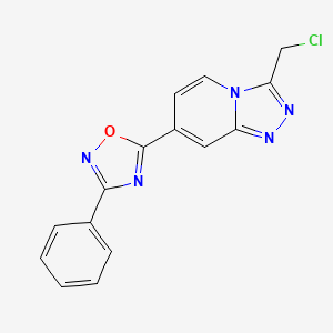 molecular formula C15H10ClN5O B2696237 3-(Chloromethyl)-7-(3-phenyl-1,2,4-oxadiazol-5-yl)[1,2,4]triazolo[4,3-a]pyridine CAS No. 2109419-21-6