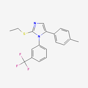 molecular formula C19H17F3N2S B2696239 2-(ethylthio)-5-(p-tolyl)-1-(3-(trifluoromethyl)phenyl)-1H-imidazole CAS No. 1226433-86-8
