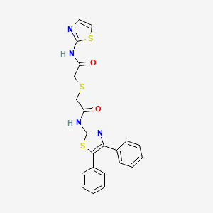 molecular formula C22H18N4O2S3 B2696245 N-(4,5-diphenylthiazol-2-yl)-2-((2-oxo-2-(thiazol-2-ylamino)ethyl)thio)acetamide CAS No. 681225-68-3