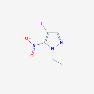 molecular formula C5H6IN3O2 B2696265 1-ethyl-4-iodo-5-nitro-1H-pyrazole CAS No. 1354705-16-0; 58793-47-8