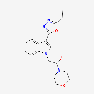 molecular formula C18H20N4O3 B2696271 2-(3-(5-ethyl-1,3,4-oxadiazol-2-yl)-1H-indol-1-yl)-1-morpholinoethanone CAS No. 1171645-05-8