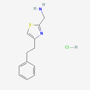 molecular formula C12H15ClN2S B2696286 [4-(2-苯乙基)-1,3-噻唑-2-基]甲胺盐酸盐 CAS No. 1417635-40-5