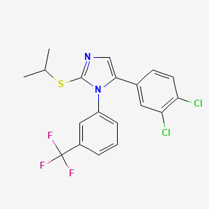molecular formula C19H15Cl2F3N2S B2696290 5-(3,4-二氯苯基)-2-(异丙硫基)-1-(3-(三氟甲基)苯基)-1H-咪唑 CAS No. 1226428-00-7