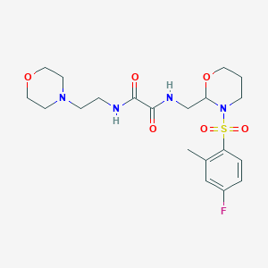 molecular formula C20H29FN4O6S B2696294 N1-((3-((4-氟-2-甲基苯基)磺酰)-1,3-噁唑环己烷-2-基)甲基)-N2-(2-吗啉基乙基)草酰胺 CAS No. 872987-16-1