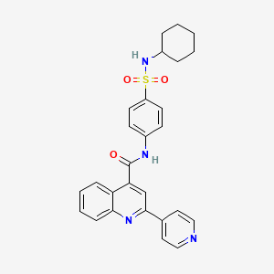 molecular formula C27H26N4O3S B2696301 N-[4-(环己基磺酰)苯基]-2-(吡啶-4-基)喹啉-4-甲酰胺 CAS No. 879920-95-3