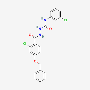 molecular formula C21H17Cl2N3O3 B2696311 2-[4-(benzyloxy)-2-chlorobenzoyl]-N-(3-chlorophenyl)-1-hydrazinecarboxamide CAS No. 478039-99-5