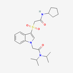 molecular formula C23H33N3O4S B2696320 2-(3-((2-(环戊基氨基)-2-氧代乙基)磺酰)-1H-吲哚-1-基)-N,N-二异丙基乙酰胺 CAS No. 887464-53-1
