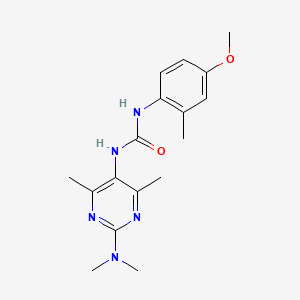 molecular formula C17H23N5O2 B2696328 1-(2-(Dimethylamino)-4,6-dimethylpyrimidin-5-yl)-3-(4-methoxy-2-methylphenyl)urea CAS No. 1448078-69-0
