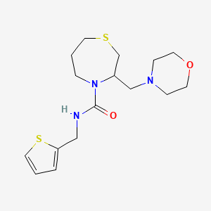 molecular formula C16H25N3O2S2 B2696333 3-(morpholinomethyl)-N-(thiophen-2-ylmethyl)-1,4-thiazepane-4-carboxamide CAS No. 1421505-05-6