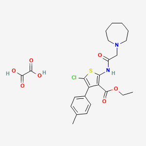molecular formula C24H29ClN2O7S B2696336 Ethyl 2-(2-(azepan-1-yl)acetamido)-5-chloro-4-(p-tolyl)thiophene-3-carboxylate oxalate CAS No. 381724-10-3