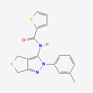 molecular formula C17H15N3OS2 B2696341 N-(2-(m-tolyl)-4,6-dihydro-2H-thieno[3,4-c]pyrazol-3-yl)thiophene-2-carboxamide CAS No. 392288-87-8