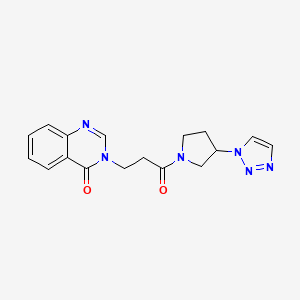 molecular formula C17H18N6O2 B2696344 3-(3-(3-(1H-1,2,3-triazol-1-yl)pyrrolidin-1-yl)-3-oxopropyl)quinazolin-4(3H)-one CAS No. 1798466-22-4