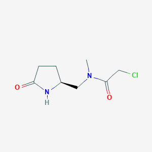 B2696346 2-Chloro-N-methyl-N-[[(2S)-5-oxopyrrolidin-2-yl]methyl]acetamide CAS No. 2411179-00-3