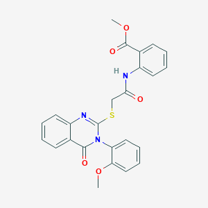 molecular formula C25H21N3O5S B269635 Methyl 2-[({[3-(2-methoxyphenyl)-4-oxo-3,4-dihydro-2-quinazolinyl]sulfanyl}acetyl)amino]benzoate 