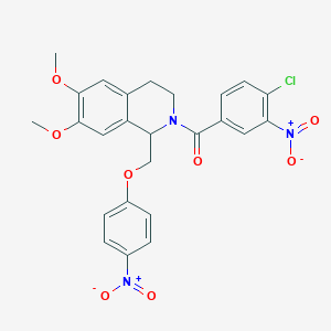molecular formula C25H22ClN3O8 B2696368 2-(4-氯-3-硝基苯甲酰)-6,7-二甲氧基-1-[(4-硝基苯氧基)甲基]-1,2,3,4-四氢异喹啉 CAS No. 449766-01-2