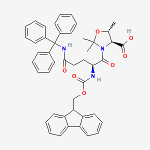 molecular formula C46H45N3O7 B2696372 Fmoc-Gln(Trt)-Thr(Psi(Me,Me)pro)-OH CAS No. 1572725-72-4