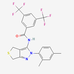 molecular formula C22H17F6N3OS B2696381 N-(2-(2,4-dimethylphenyl)-4,6-dihydro-2H-thieno[3,4-c]pyrazol-3-yl)-3,5-bis(trifluoromethyl)benzamide CAS No. 921064-17-7