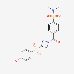 molecular formula C19H22N2O6S2 B2696391 4-(3-((4-methoxyphenyl)sulfonyl)azetidine-1-carbonyl)-N,N-dimethylbenzenesulfonamide CAS No. 1797844-27-9