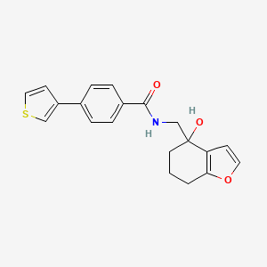 N-((4-hydroxy-4,5,6,7-tetrahydrobenzofuran-4-yl)methyl)-4-(thiophen-3-yl)benzamide