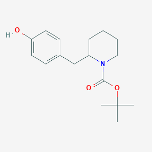 molecular formula C17H25NO3 B2696396 Tert-butyl 2-[(4-hydroxyphenyl)methyl]piperidine-1-carboxylate CAS No. 2248350-08-3