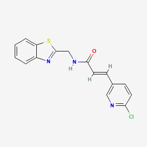 molecular formula C16H12ClN3OS B2696405 (E)-N-(1,3-Benzothiazol-2-ylmethyl)-3-(6-chloropyridin-3-yl)prop-2-enamide CAS No. 2249692-72-4