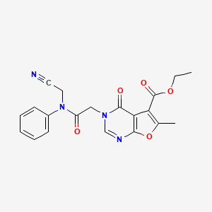 molecular formula C20H18N4O5 B2696436 ethyl 3-{[(cyanomethyl)(phenyl)carbamoyl]methyl}-6-methyl-4-oxo-3H,4H-furo[2,3-d]pyrimidine-5-carboxylate CAS No. 1088067-37-1