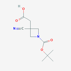 2-[3-Cyano-1-[(2-methylpropan-2-yl)oxycarbonyl]azetidin-3-yl]acetic acid