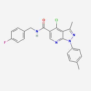 4-chloro-N-[(4-fluorophenyl)methyl]-3-methyl-1-(4-methylphenyl)pyrazolo[3,4-b]pyridine-5-carboxamide