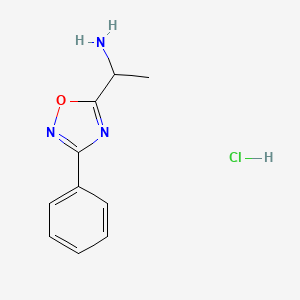 molecular formula C10H12ClN3O B2696456 1-(3-Phenyl-1,2,4-oxadiazol-5-yl)ethan-1-amine hydrochloride CAS No. 1211480-09-9