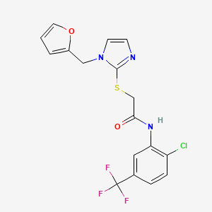 molecular formula C17H13ClF3N3O2S B2696458 N-(2-chloro-5-(trifluoromethyl)phenyl)-2-((1-(furan-2-ylmethyl)-1H-imidazol-2-yl)thio)acetamide CAS No. 893386-48-6