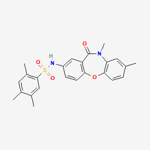 molecular formula C24H24N2O4S B2696464 N-(8,10-二甲基-11-氧代-10,11-二氢二苯并[b,f][1,4]噁氮杂环庚烷-2-基)-2,4,5-三甲基苯磺酰胺 CAS No. 922094-70-0