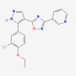 molecular formula C18H14ClN5O2 B2696466 5-(3-(3-chloro-4-ethoxyphenyl)-1H-pyrazol-4-yl)-3-(pyridin-3-yl)-1,2,4-oxadiazole CAS No. 1207040-31-0